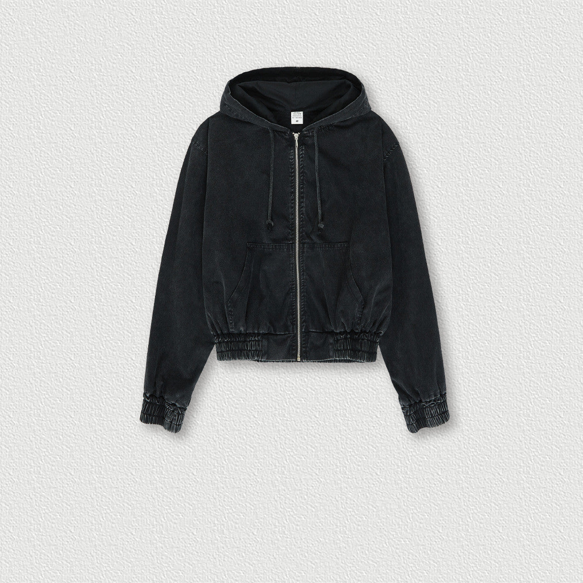 Vintage Washed Distressed Zip Hoodie