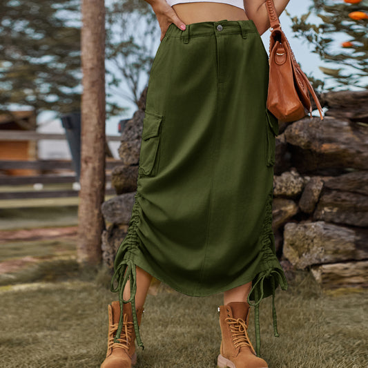 American-style Denim Midi Skirt