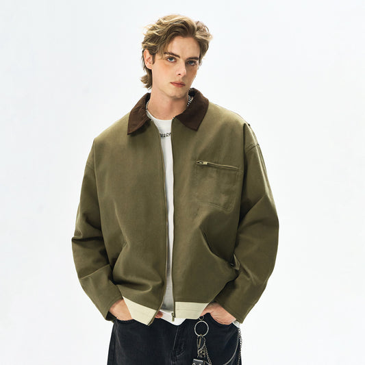 Washed Polo Collar Jacket