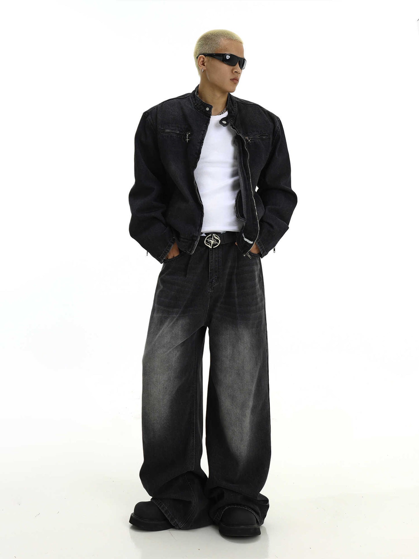 Retro Washed Wide-leg Pants
