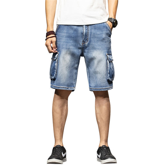 Multi-Pocket Workwear Denim Shorts