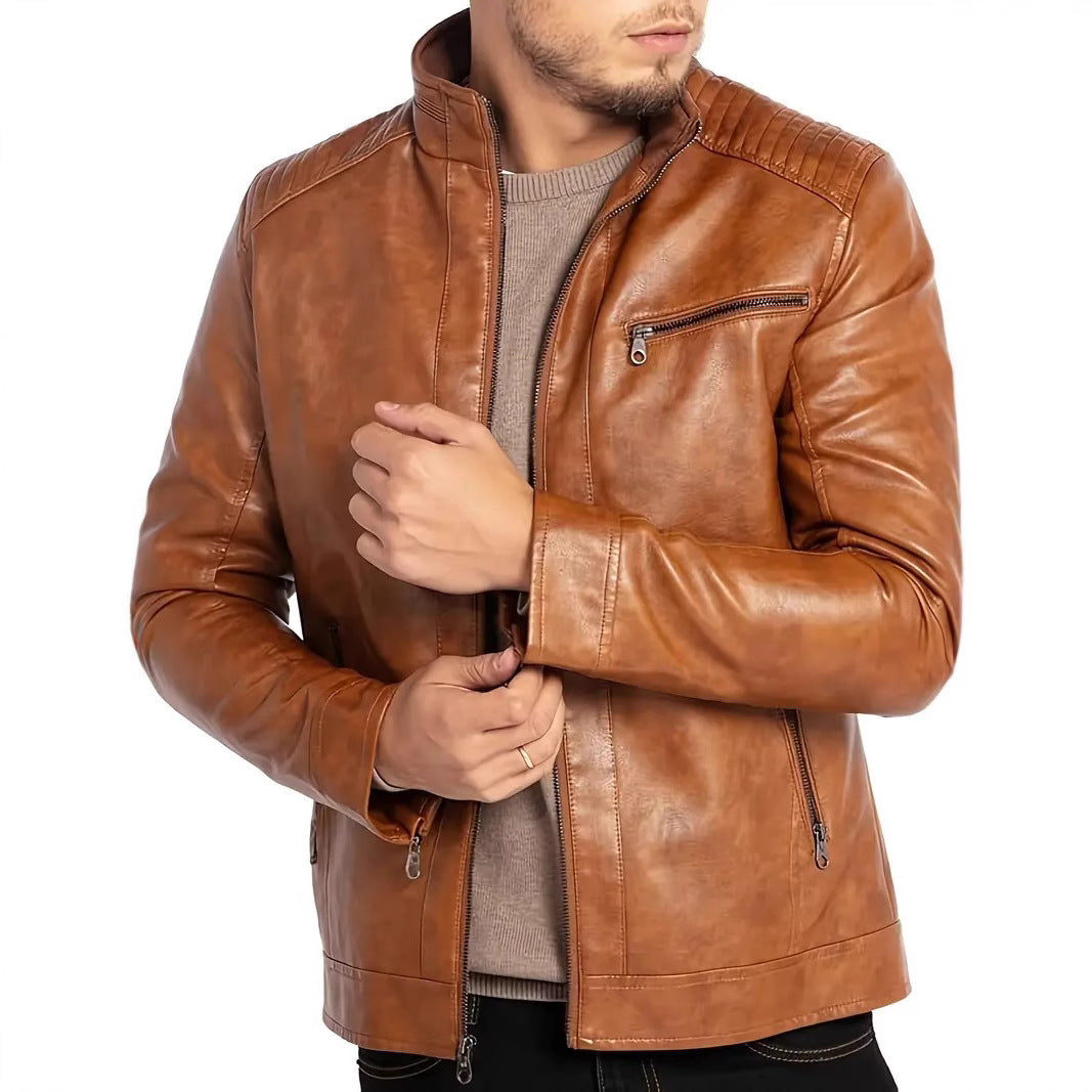 Stand Collar Punk Leather Jacket