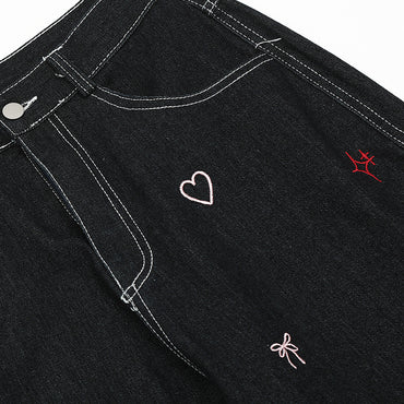 Puppy Embroidered Printed Denim