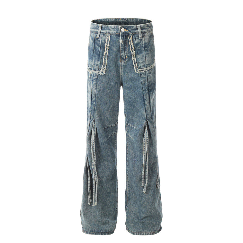 Drawstring Ruffle Design Denim