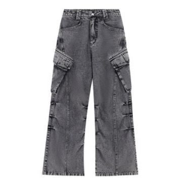 Gray Utility Pocket Cargo Jeans