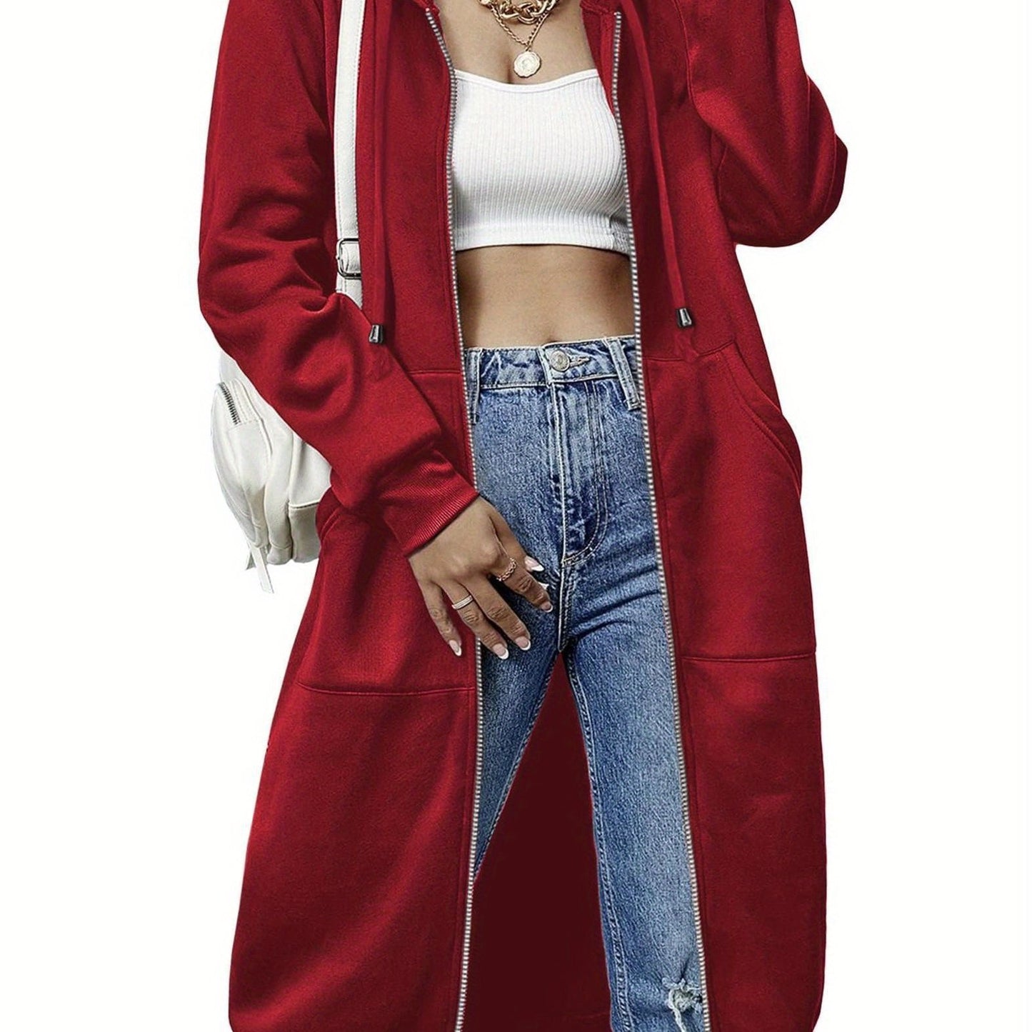 Casual Long Zip Hoodie Sweatshirt