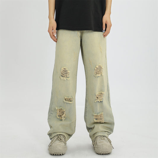 Ripped Wide-Leg Jeans