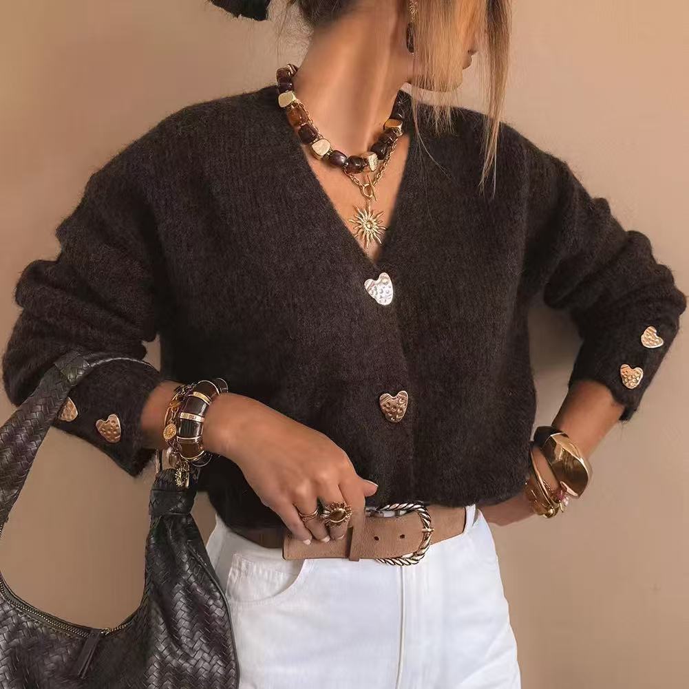 Loose Metal Buckle Sweater