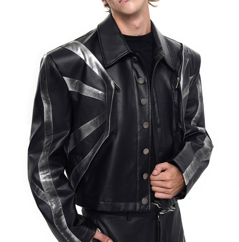 Black Leather Jacket & Pants Set
