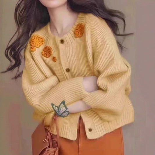 Embroidered Flower Age-reducing Sweater