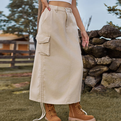 American-style Denim Midi Skirt