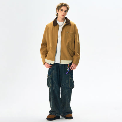 Washed Polo Collar Jacket
