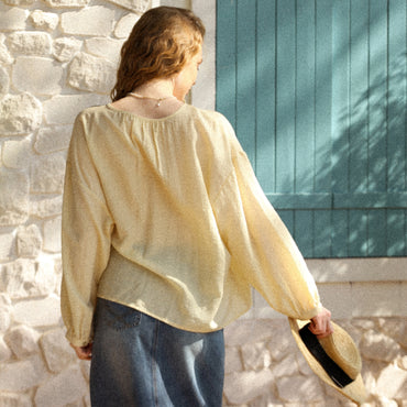 Pleated Long Sleeve Blouse