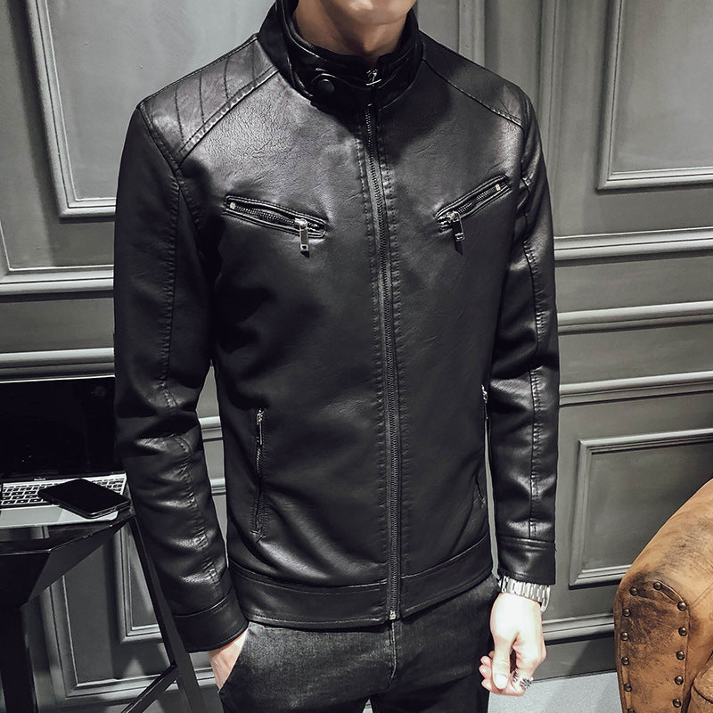 Leather zipper cardigan