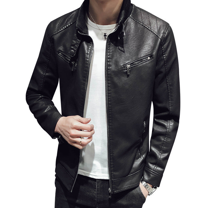 Leather zipper cardigan
