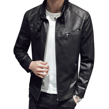 Leather zipper cardigan