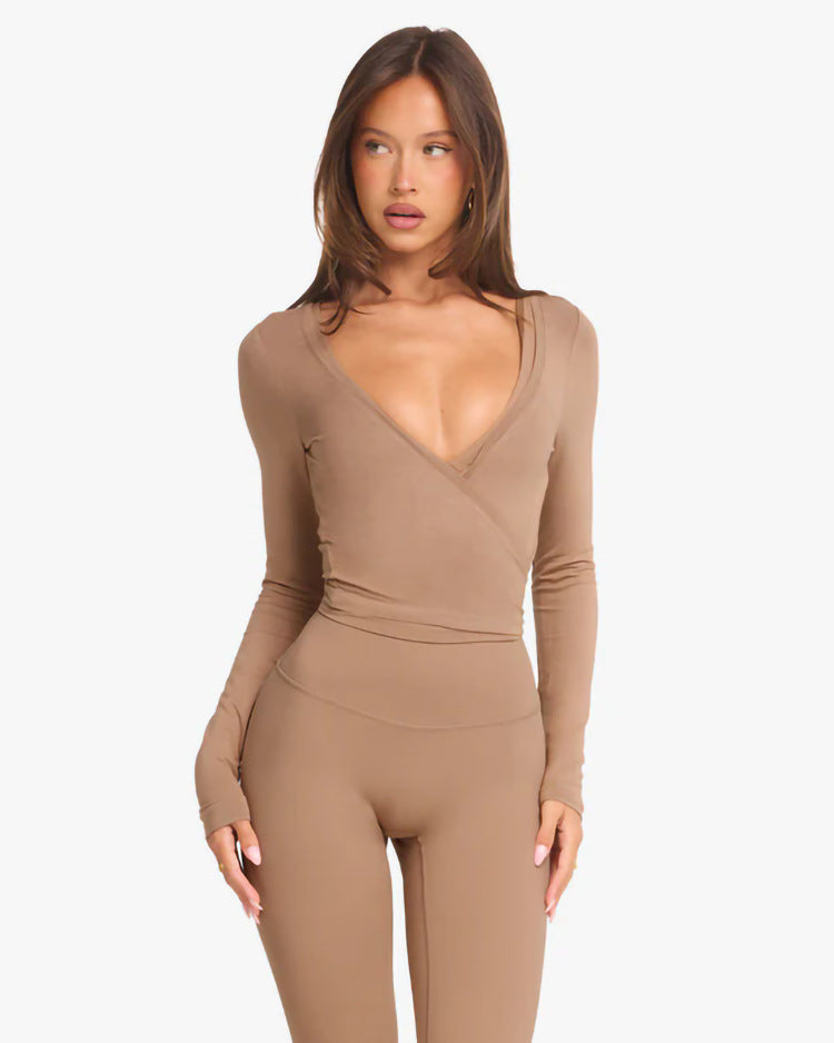 Deep V-Neck Long Sleeve Top