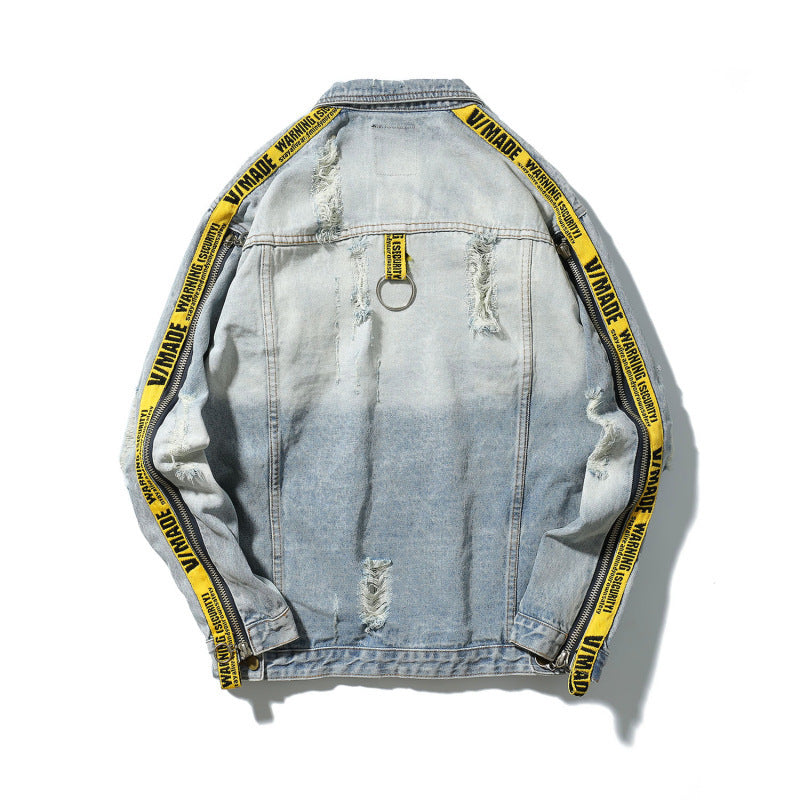 Broken hole denim jacket