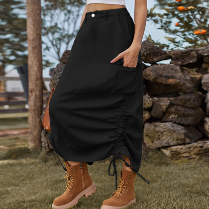 American-style Denim Midi Skirt