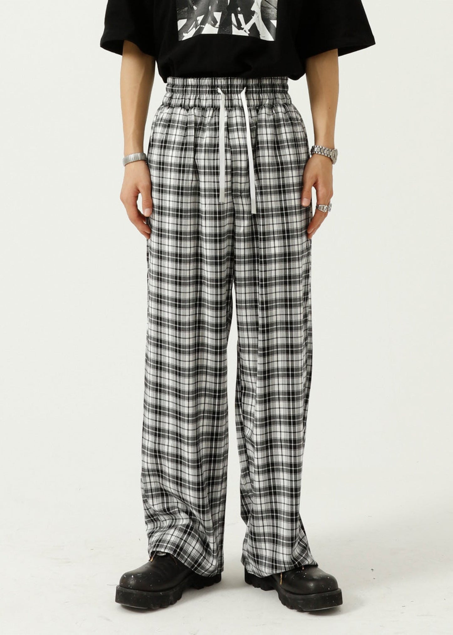 Plaid Loose-Fit Sweatpants