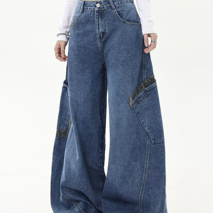 Leopard Patchwork Cargo Jeans