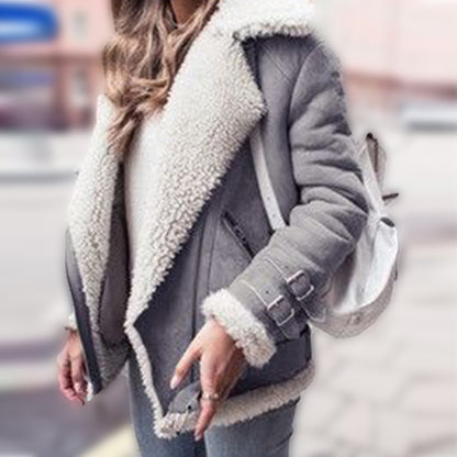Suede Lamb Wool Warm Coat