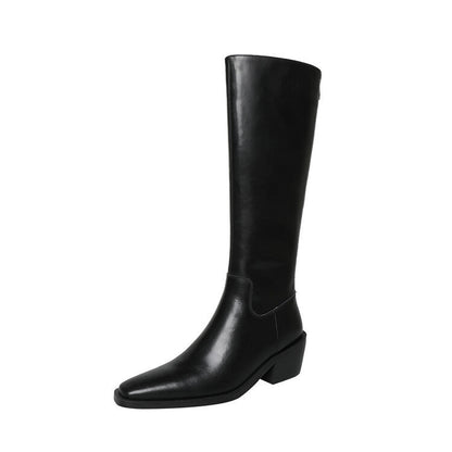 Square Toe Mid-heel Back Zipper