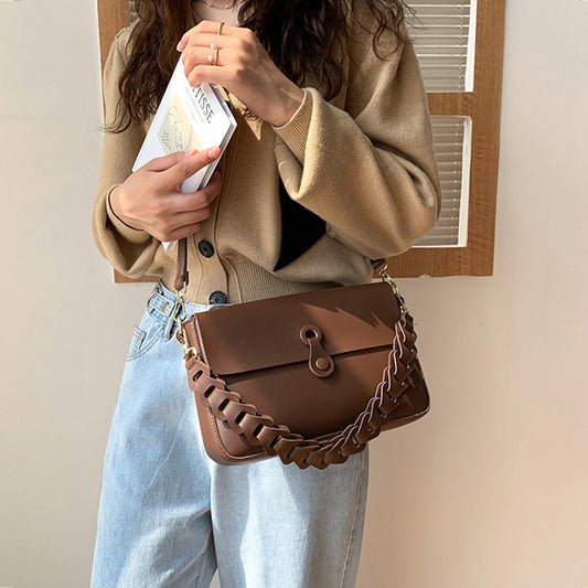 Woven Chain Pu Leather Handbag
