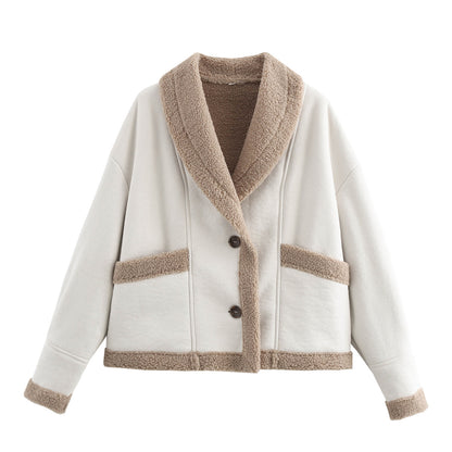 Retro Woolen Fur Leather Jacket