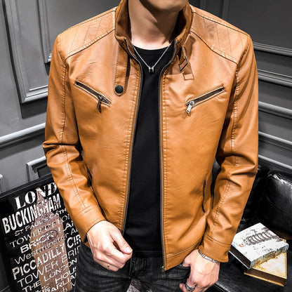 Leather zipper cardigan