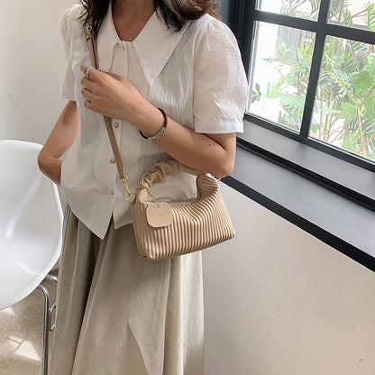 PU Leather Pleated Tote Bag