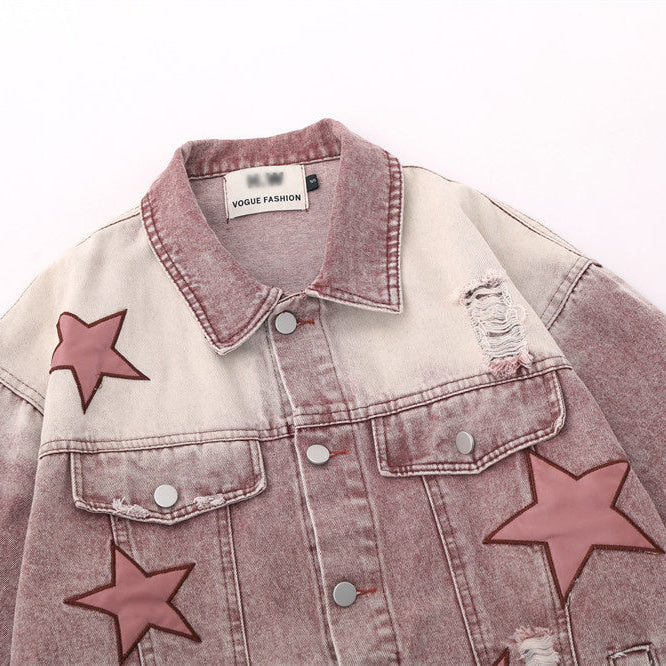 Five-Star Embroidery Denim Jacket