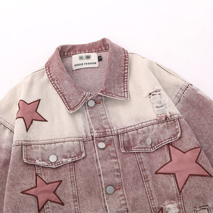 Five-Star Embroidery Denim Jacket