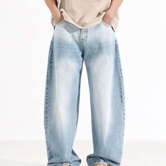 Wide-Leg Washed Denim Jeans