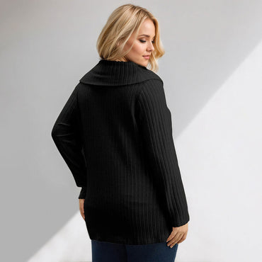 Scarf-Neck Knit Long Sleeve Top