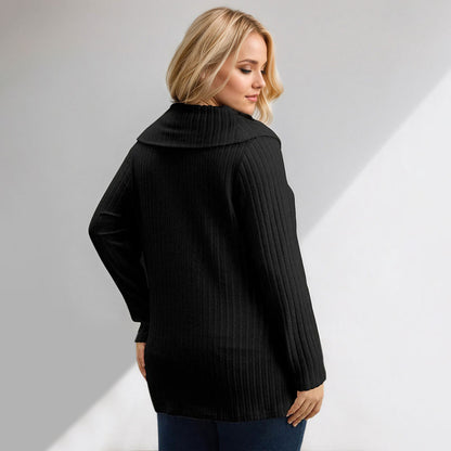 Scarf-Neck Knit Long Sleeve Top