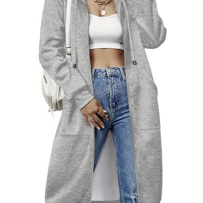 Casual Long Zip Hoodie Sweatshirt