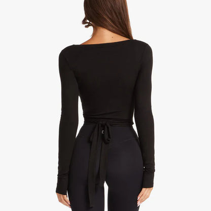 Deep V-Neck Long Sleeve Top