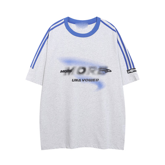 Retro Color Contrast Patchwork Design Short-sleeved T-shirt For Women