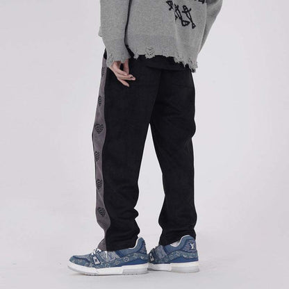 Embroidered Velvet Sweatpants
