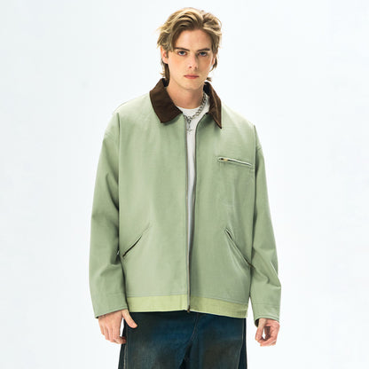 Washed Polo Collar Jacket
