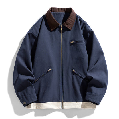 Washed Polo Collar Jacket