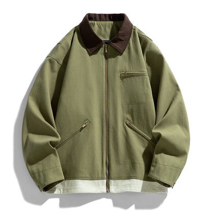 Washed Polo Collar Jacket