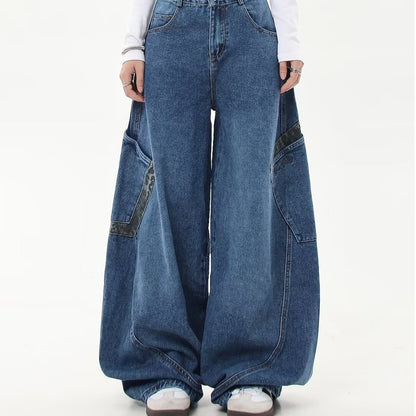 Leopard Patchwork Cargo Jeans