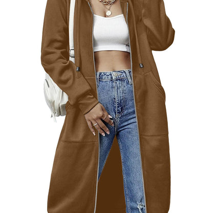 Casual Long Zip Hoodie Sweatshirt