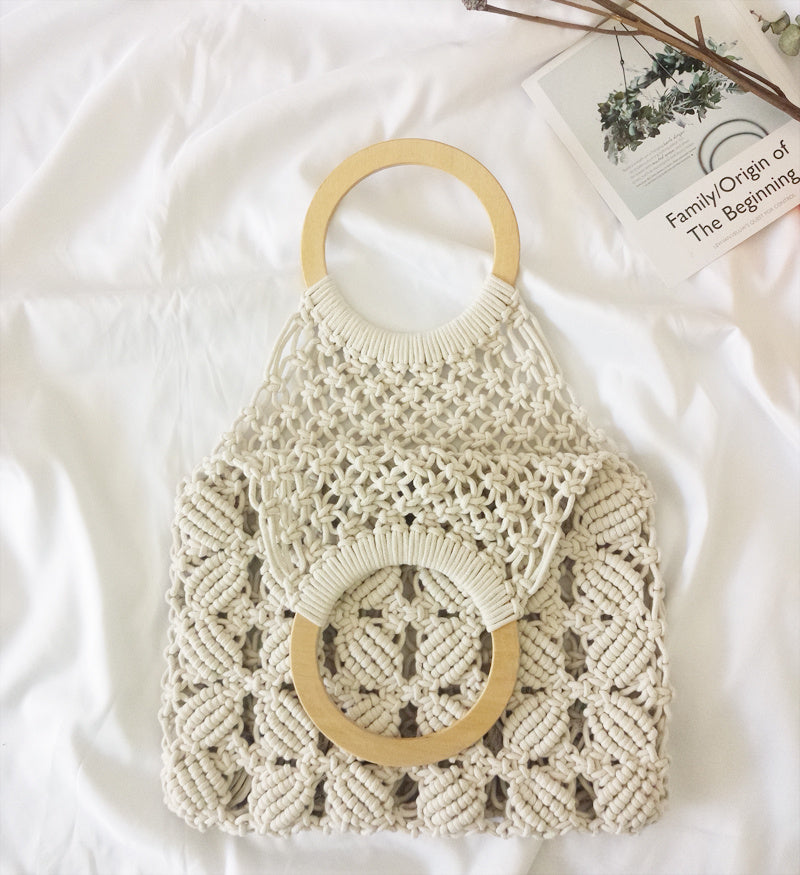 Cotton rope straw women bag