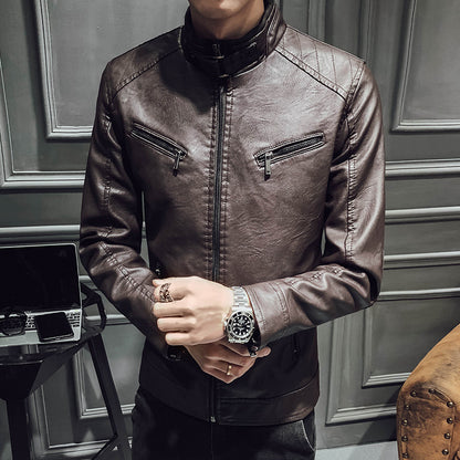 Leather zipper cardigan