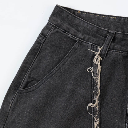 Ripped Wide-legged Denim Trousers