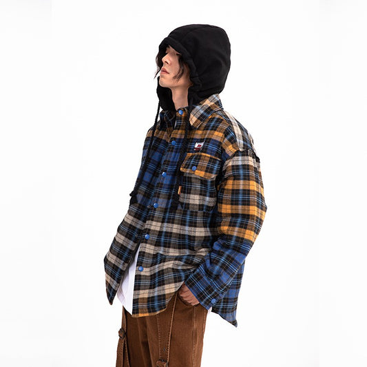 GridRush Hooded Flannel Jacket