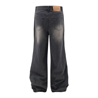 Ripped Wide-legged Denim Trousers